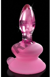 Стеклянная пробка с силиконовой присоской, розовая