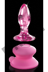 Стеклянная пробка с силиконовой присоской, розовая