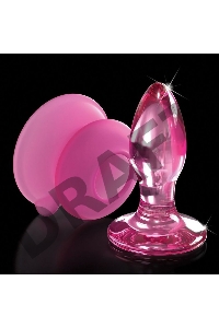 Стеклянная пробка с силиконовой присоской, розовая