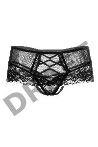 Эротические трусики с имитацией шнуровки Erolanta Cheryl, черный (50-52)