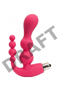 Розовый анально-вагинальный вибромассажер - 17 см.