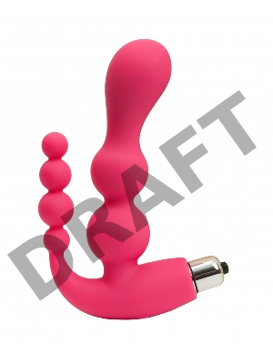 Розовый анально-вагинальный вибромассажер - 17 см.