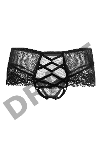 Эротические трусики с имитацией шнуровки Erolanta Cheryl, черный (50-52)