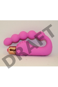 Розовый силиконовый вибромассажер в форме подковы