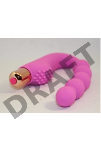 Розовый силиконовый вибромассажер в форме подковы