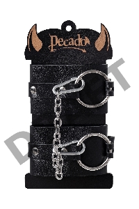 Оковы Pecado BDSM, из толстой кожи с люверсами, натуральная кожа, чёрные