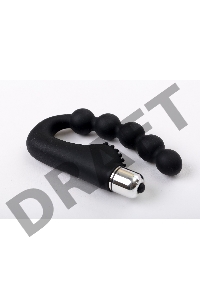 Чёрный силиконовый вибромассажер в форме подковы