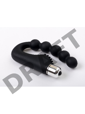Чёрный силиконовый вибромассажер в форме подковы