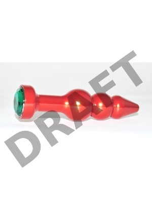 Красная анальная ёлочка с зеленым кристаллом - 11,2 см.