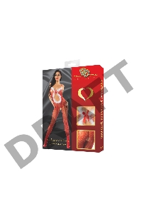 КЭТСЬЮИТ (КОМБИНЕЗОН-СЕТКА) C ОТДЕЛКОЙ ИЗ ЛЕБЯЖЬЕГО ПУХА, DJ1228RW