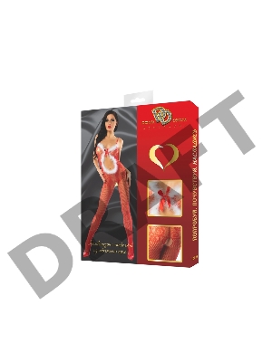 КЭТСЬЮИТ (КОМБИНЕЗОН-СЕТКА) C ОТДЕЛКОЙ ИЗ ЛЕБЯЖЬЕГО ПУХА, DJ1228RW