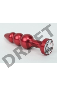 Красная анальная ёлочка с прозрачным кристаллом - 11,2 см.