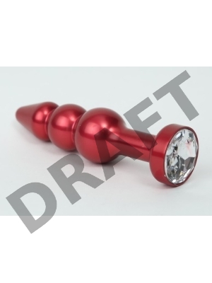 Красная анальная ёлочка с прозрачным кристаллом - 11,2 см.