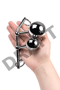 Стринги TOYFA Metal с двумя шарами, серебряные