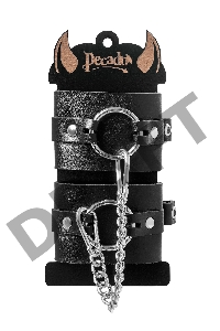 Наручники Pecado BDSM, из толстой кожи с люверсами, натуральная кожа, чёрные