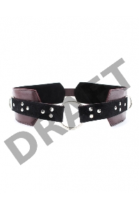 Бордовый пояс с колечками для крепления наручников Maroon Leather Belt