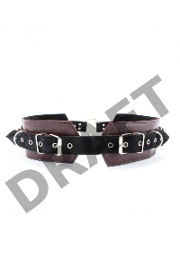 Бордовый пояс с колечками для крепления наручников Maroon Leather Belt