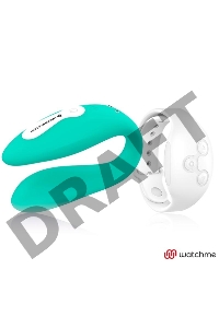 Зеленый вибратор для пар с белым пультом-часами Weatwatch Dual Pleasure Vibe