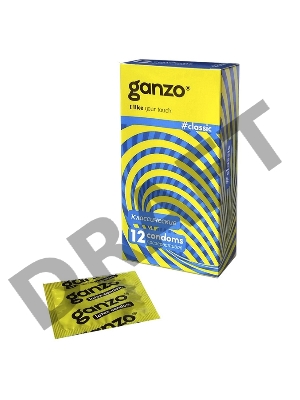 Презервативы Ganzo Classic, классические, с обильной смазкой, латекс, 18,5 см, 12 шт
