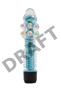 Прозрачно-голубой вибратор с дополнительными пупырышками - 16,5 см.