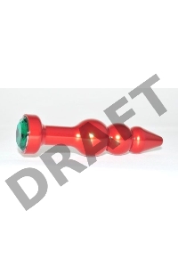 Красная анальная ёлочка с зеленым кристаллом - 11,2 см.