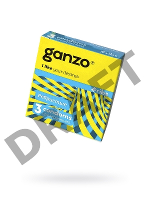 Презервативы Ganzo Ribs, с ребристой поверхностью, латекс, 18 см, 3 шт