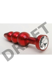 Красная анальная ёлочка с прозрачным кристаллом - 11,2 см.