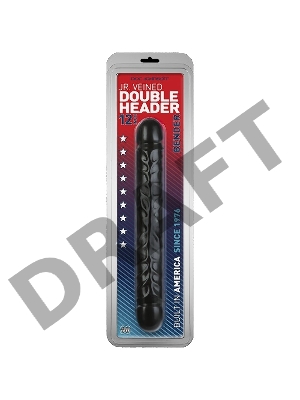 Фаллоимитатор двухголовый черный Jr. Veined Double Header 12 - Bender - Black
