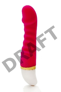 Красный изогнутый вибратор с ребрышками - 19 см.