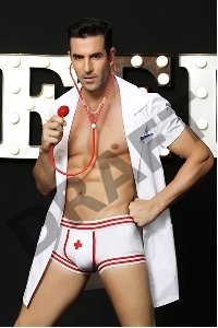 Костюм доктора Candy Boy Daniel (халат, боксеры, стетоскоп, значок), бело-красный, OS