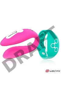 Розовый вибратор для пар с зеленым пультом-часами Weatwatch Dual Pleasure Vibe