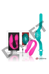 Розовый вибратор для пар с зеленым пультом-часами Weatwatch Dual Pleasure Vibe