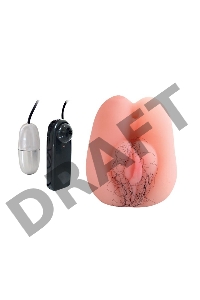 Вибровагина Erowoman телесного цвета с волосиками