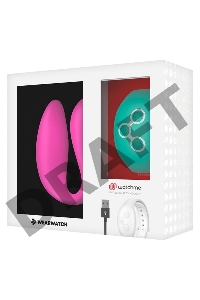 Розовый вибратор для пар с зеленым пультом-часами Weatwatch Dual Pleasure Vibe