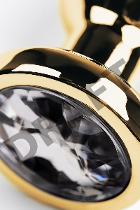 Анальная втулка Metal by TOYFA, металл, золотая, с кристаллом цвета алмаз, 10 см, Ø 3 см, 95 г