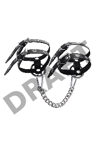 Оковы однослоиные из двух ремешков Pecado BDSM, натуральная кожа, черные