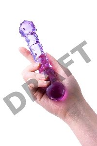 Двусторонний фаллоимитатор Sexus Glass, стекло, фиолетовый, 19,5 см