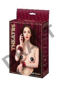 Наручники TOYFA Theatre, кожа, красные, 23 см