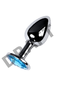 Анальная втулка Metal by TOYFA, металл, серебряная, с голубым кристаллом, 7 см, Ø 2,8 см, 50 г