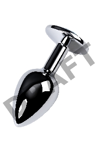 Анальная втулка Metal by TOYFA, металл, серебряная, с голубым кристаллом, 7 см, Ø 2,8 см, 50 г