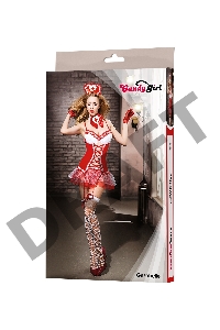 Костюм медсестры Candy Girl Gesabelle (платье, перчатки, стринги, чулки, чокер, головной убор, банты
