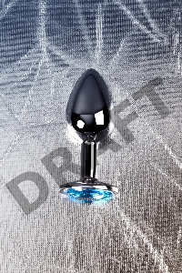 Анальная втулка Metal by TOYFA, металл, серебряная, с голубым кристаллом, 7 см, Ø 2,8 см, 50 г