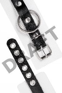 Наручники Pecado BDSM, мягкие, с одним ремешком с люверсами, натуральная кожа, бело-чёрные