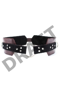 Бордовый пояс с колечками для крепления наручников Maroon Leather Belt
