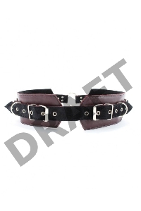 Бордовый пояс с колечками для крепления наручников Maroon Leather Belt