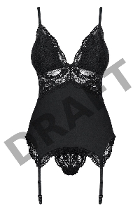 Корсаж с кружевными вставками и стринги черные 810-COR-1 (Obsessive)