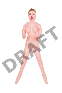 Кукла надувная Dolls-X by TOYFA Hannah, блондинка, с тремя отверстиями, кибер вставка: вагина