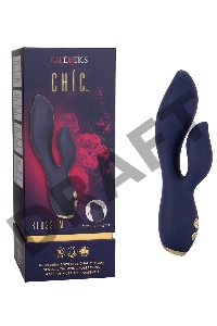 Синий вибромассажер-кролик Chic Blossom - 15,75 см.