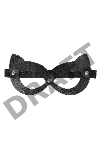 Маска Pecado BDSM, с ушками кошки открытая, натуральная кожа, чёрная