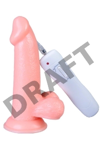 Телесный вибратор Vibrating Dong with Balls - 14 см.